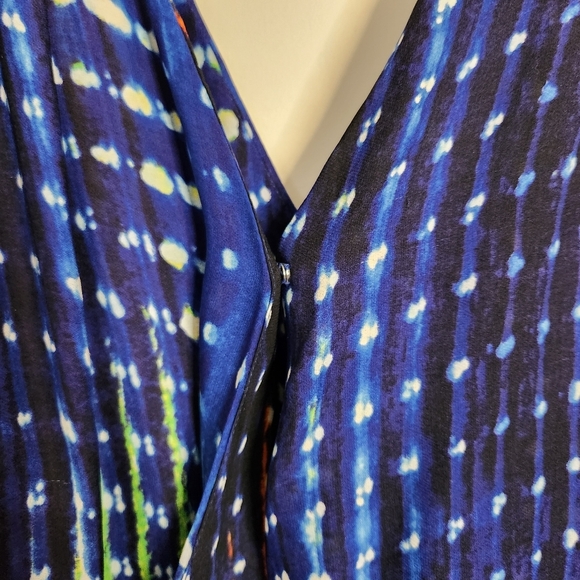 Parker Blue Surplice 100% Silk Long Sleeve Summer Mini Dress Dressy Party blue - Picture 6 of 12